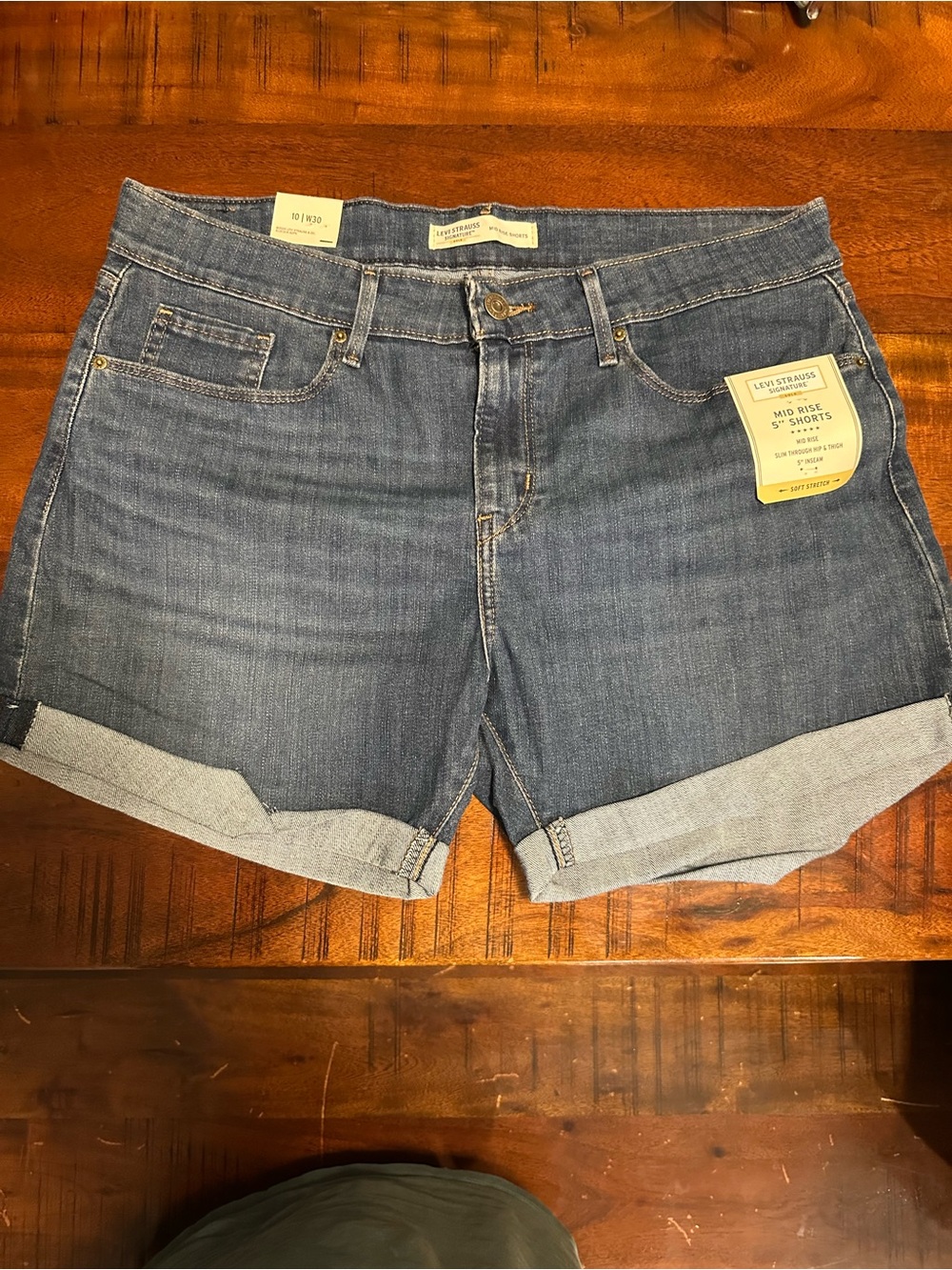 Levi's Women's Mid-Rise Rolled Hem Denim Shorts - Blue